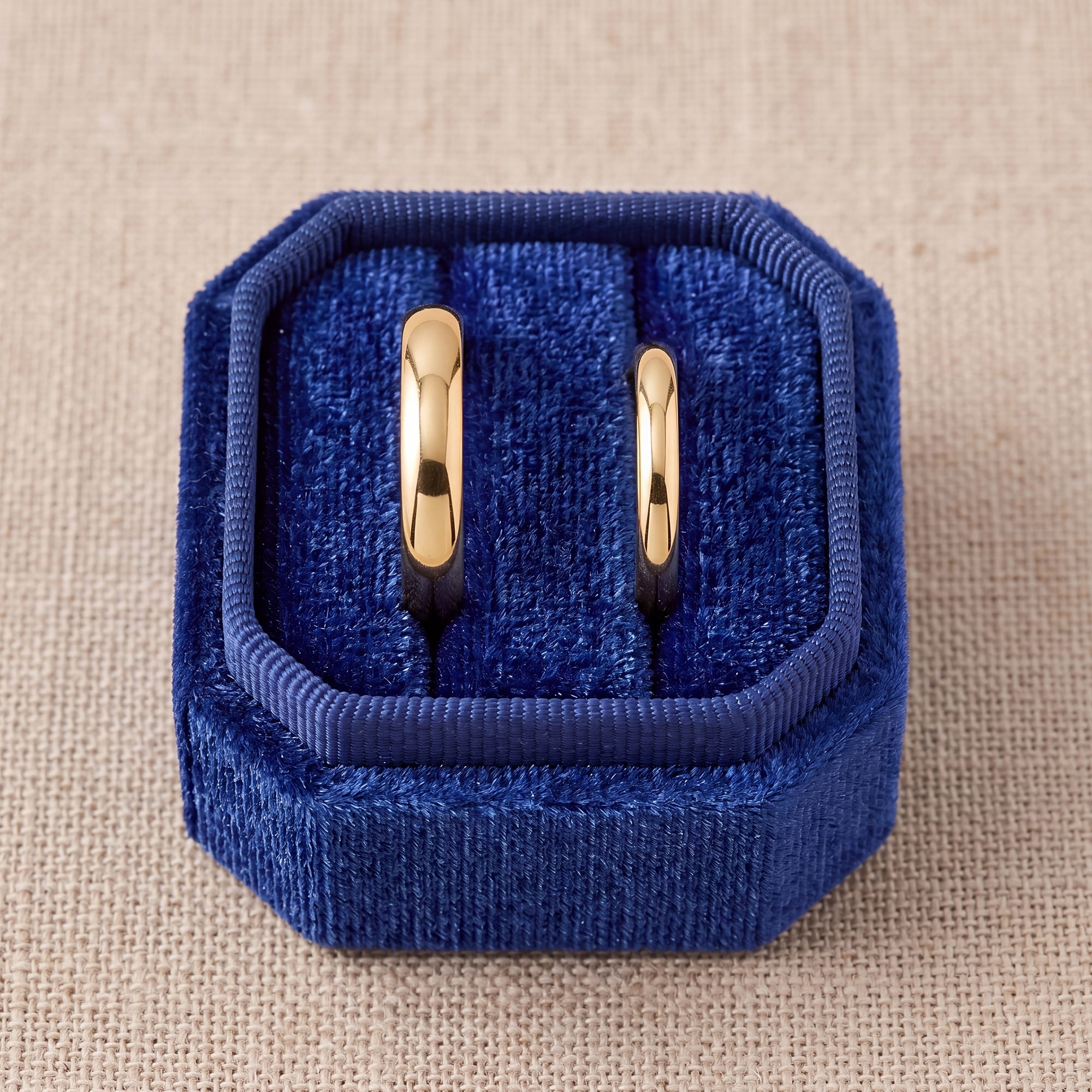 Velvet Ring Box for Proposal Engagement Wedding Ceremony Storage 2 Slots Blue