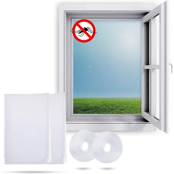 Fly Screen For Windows, (2 Packs) Mosquito Net Window Insect Screen with  130 X 150 Cm - Insect Protection Fly Screen Window without Drilling /  Transparent, White 