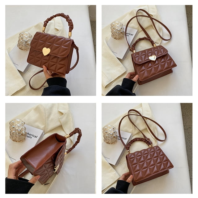 Bolso de viaje para mujer, de moda con cerrojo de corazón informal, cuadrado pequeño suave y elegante