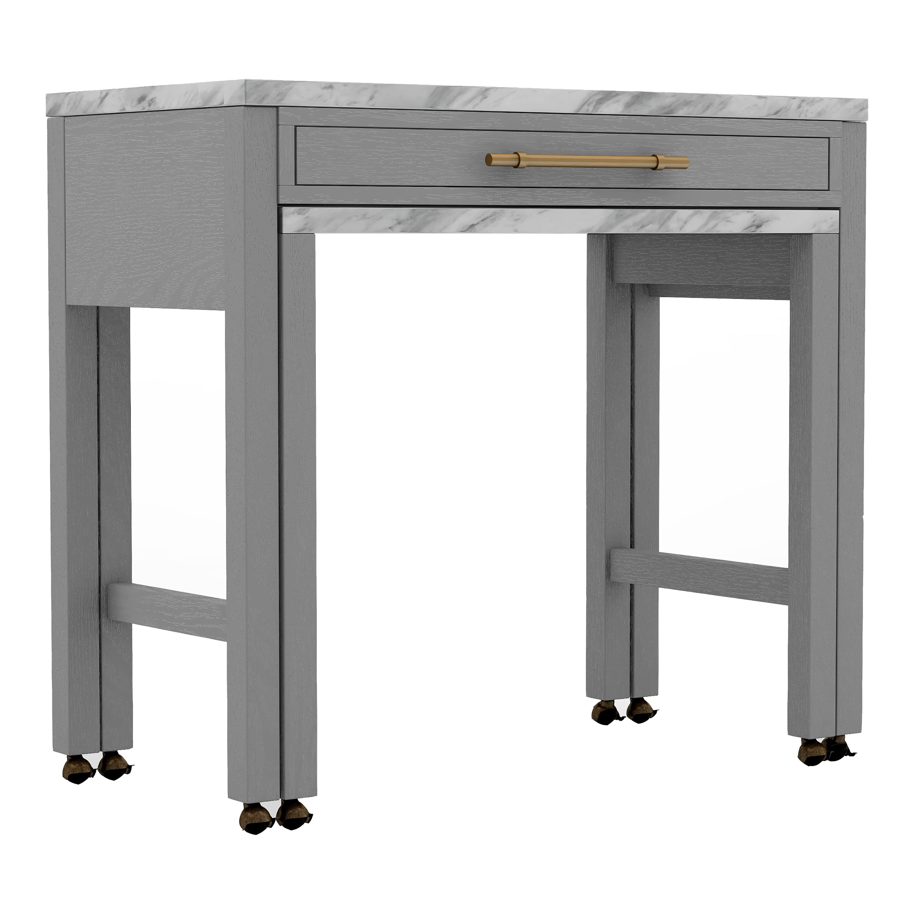 Furniture of America Clara 1-Drawer Wood Light Gray Nested Counter Height Dining Table with Wheels