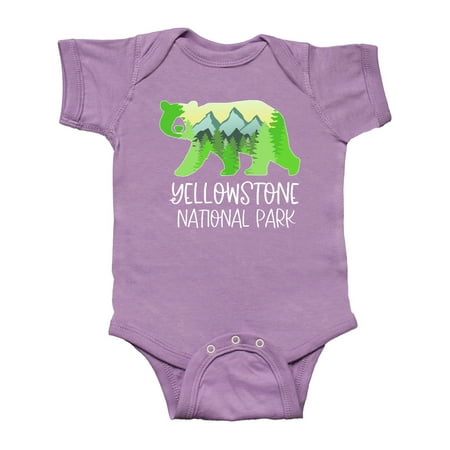 

Inktastic Yellowstone National Park- Mountains and Bear Shape Gift Baby Boy or Baby Girl Bodysuit