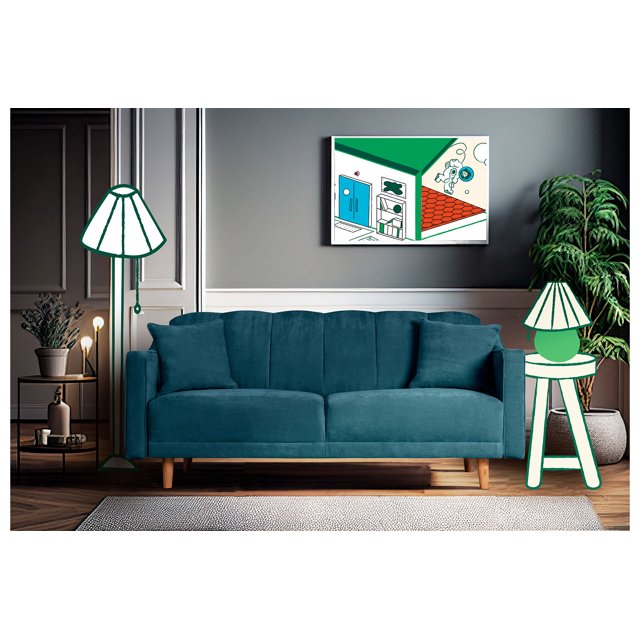 Sofá Cama de velvet Olivo Makora Modelo Annika con Memory Foam