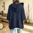 thumbnail image 5 of Tops for Women, Pullover Sweaters for Women Hooded Side Slit Ribbed 3/4 Sleeve Sweaters, Drawstring, Batwing Sleeve, Soft and Comfort Fabric, Drop Shoulder, 5 of 5