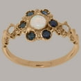 thumbnail image 2 of LBG British Made 14k Rose Gold Natural Opal & Sapphire Womens Promise Ring - 33 size options - Size 7, 2 of 7