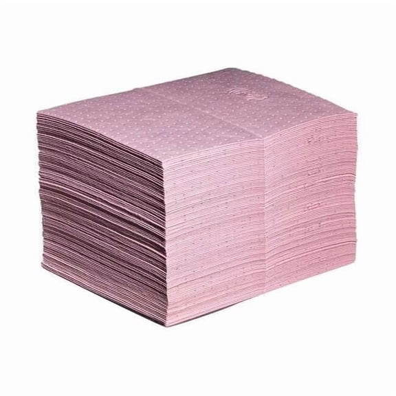Pig Sorbent Pad, 22 gal, 15 in x 20 in, Universal, Pink, Polypropylene MAT301