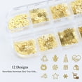thumbnail image 2 of UDIYO 1 Box Nail Decor Mixed Elk Snowman Snowflake DIY Design Gold Color Metal Nail Art Studs Set for Nail Design, 2 of 6