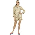 thumbnail image 2 of Bimba Yellow Button-Down Shirt With Elastic Waist Short 2 Pcs NightWear Set-22, 2 of 6