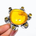 thumbnail image 2 of Natural Baltic Amber, Citrine Gemstone 925 Sterling Silver Ring Size 10, 2 of 2