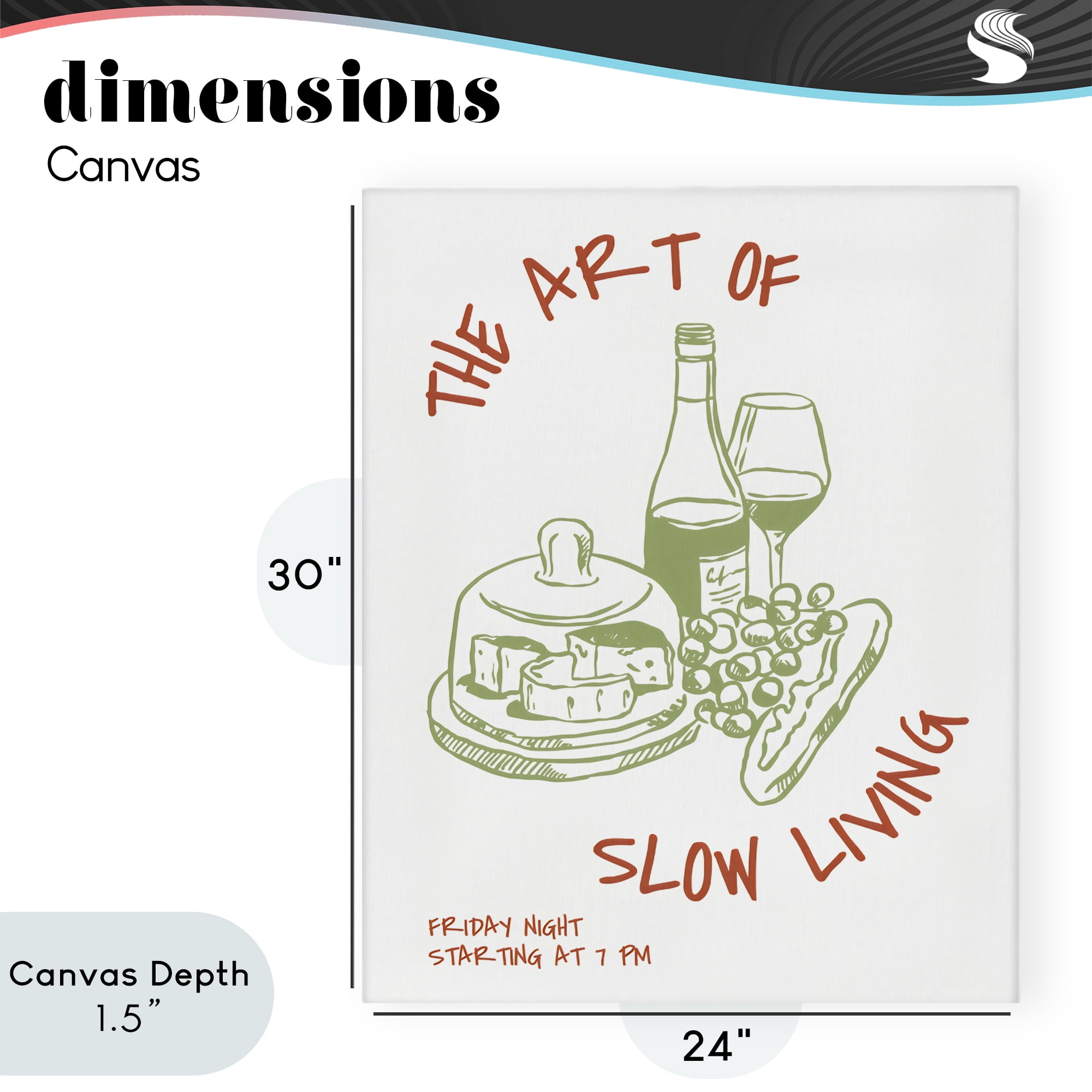 Stupell Industries Slow Living Wine & Cheese Canvas Wall Art, design by The Prints Vibe