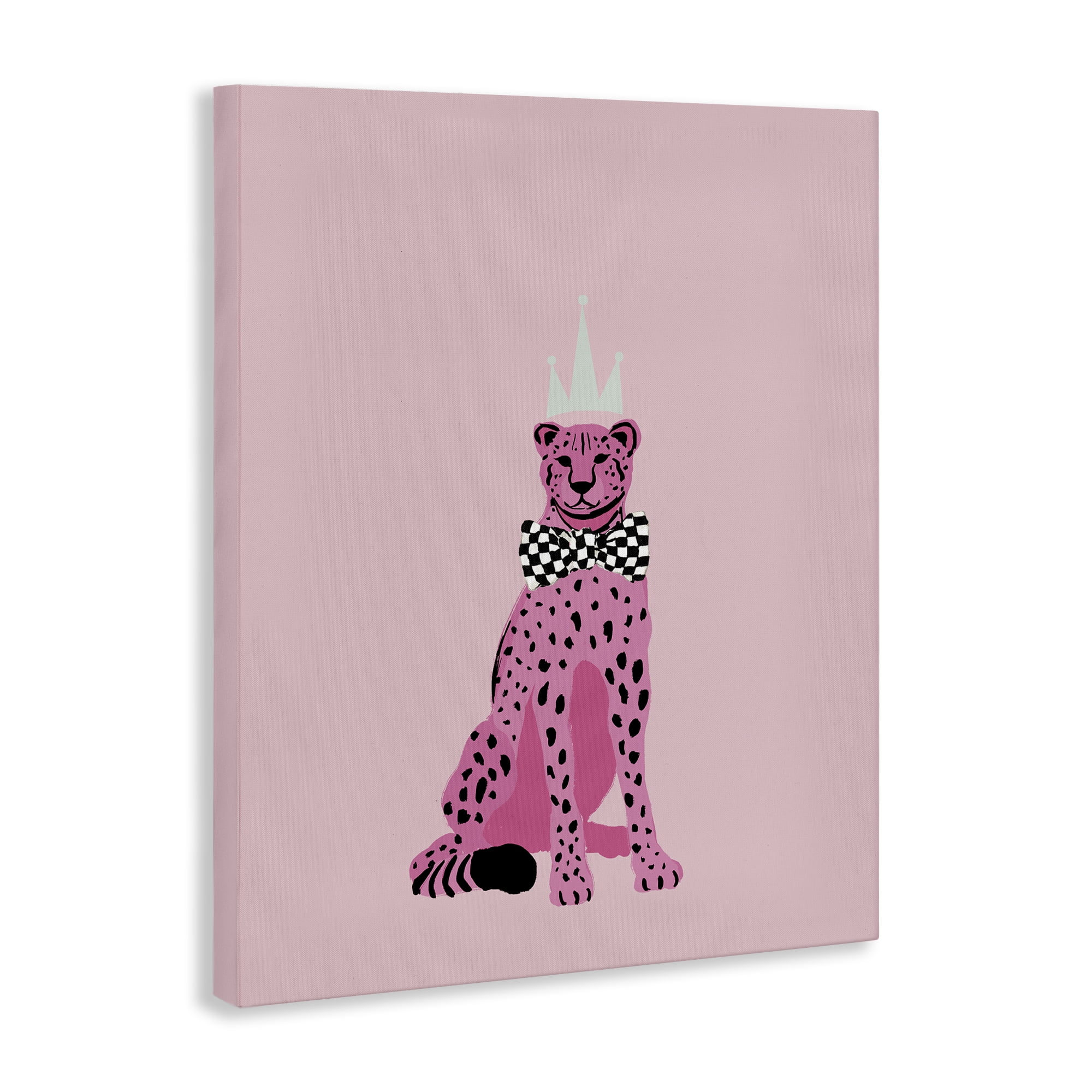 Stupell Industries Pink Cheetah King Animals Painting Wrapped Canvas Art Print Wall Art, 36 x 48