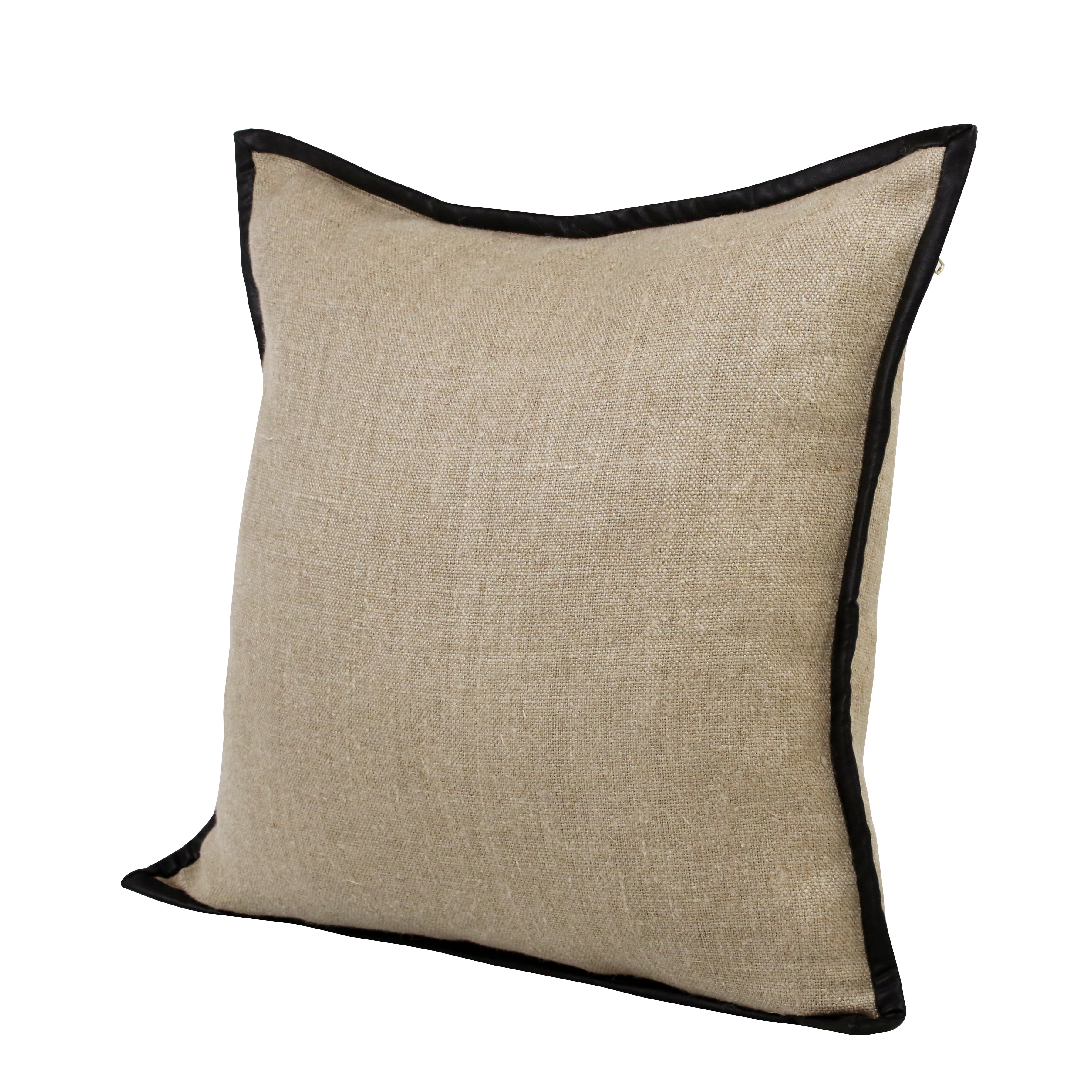 Harlow Hill Faye 20" x 20" Tan/Black Solid Linen Adult Decorative Throw Pillow Cover