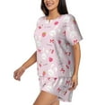 thumbnail image 2 of Bixox Women's Love Rabbit Printed Pajama Set 2 Piece Lounge Set Top and Shorts Soft Pajamas, Shorts with Pockets, 2 of 7