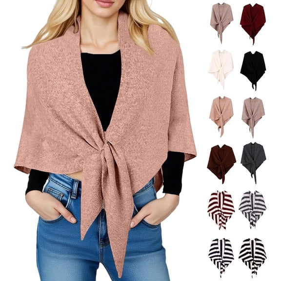 YEPOLERCE Chic Shawl With Loop, Soft Knitted Poncho Shawl Wrap for Women, Versatile Wrap for Office Evening Daily Use