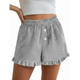 thumbnail image 3 of PRETTYGARDEN Womens Boxer Shorts Y2K Ruffle Shorts Summer Spring Lounge Striped Casual Beach Bottoms Pockets, 3 of 10