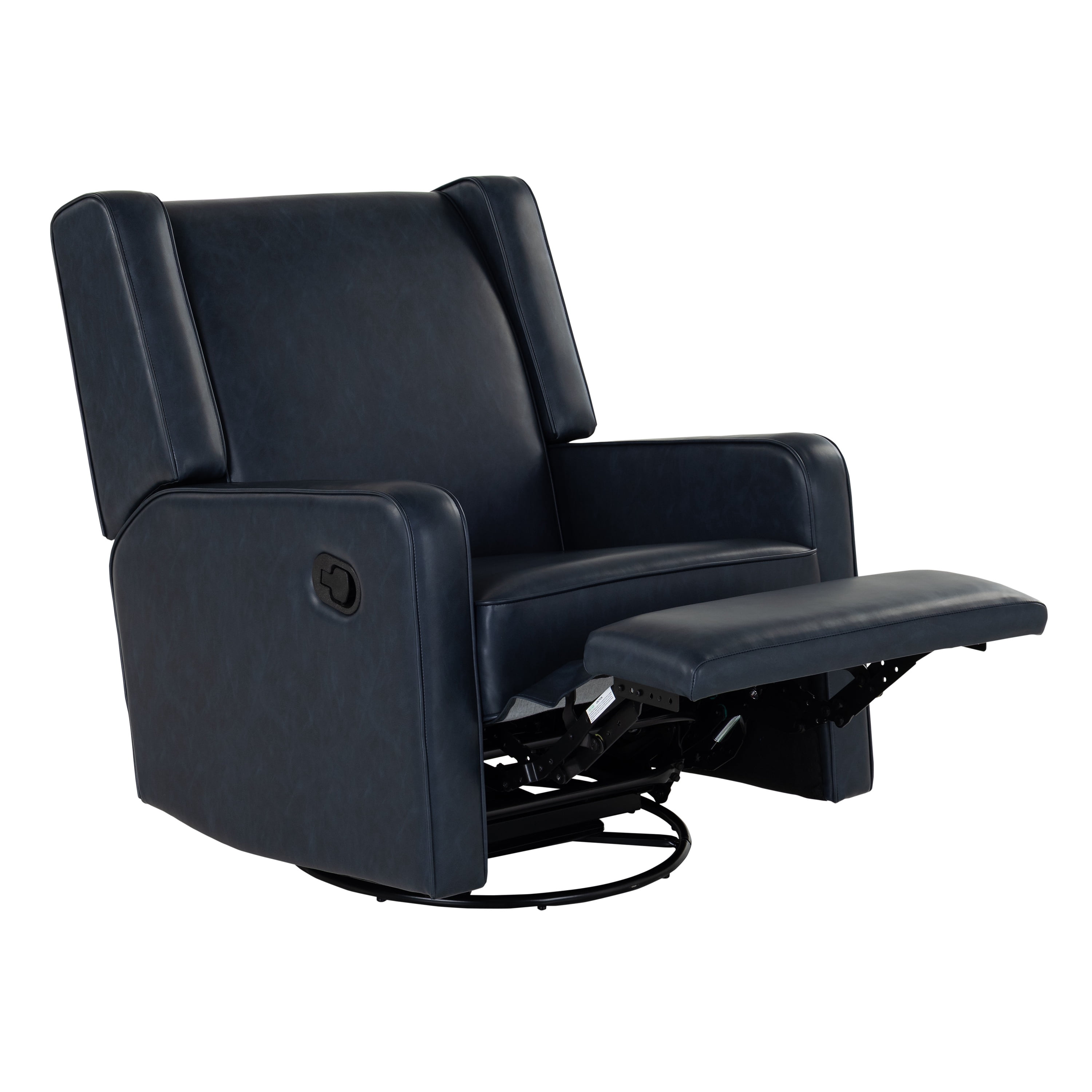 Relax A Lounger Easton Modern Swivel Recliner, Navy Faux Leather