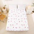 thumbnail image 2 of jejeloiu Cute Kawaii Bowknot Queen Sheet Sets,Pink Tulip Loves Bed Set For Girl 4-Piece, 2 of 6