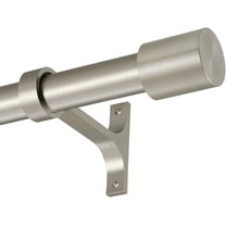 Brushed Nickel Curtain Rods with Cap Finials, Single 72-144" Adjustable Decorative Drapery Rods