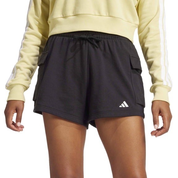 Women's adidas Essentials Small Logo Terry Sportswear Cargo Shorts Color: Black Size: SMALL