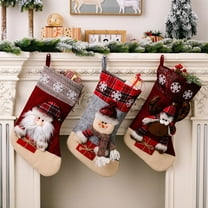 Xuniizn Christmas Stockings Bulk, Assorted Festive Xmas Stockings for Fireplace Mantel Decor, Traditional Holiday Ornaments, Christmas Decorations for Home, Cloth, Red