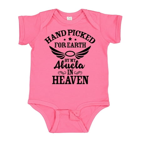

Inktastic Handpicked for Earth by My Abuela in Heaven with Angel Wings Gift Baby Boy or Baby Girl Bodysuit