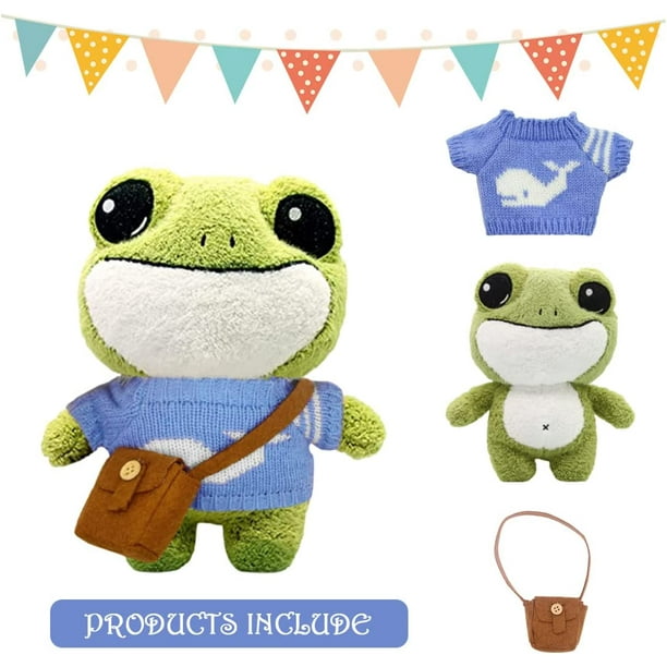 14 Inch Green Frog Plush, Smiling Frog Plush Soft Cute Frog Stuffed Animal  Plush With Sweater And Backpack Home Sofa Decoration Christmas