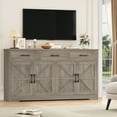 thumbnail image 6 of Homfa 59"W Farmhouse Kitchen Sideboard Credenza, Lengthen Storage Cabinet for Dining Room, 4-Doors 3-Drawer Wood Buffet with Adjustable Shelves, Wash Gray, 6 of 8
