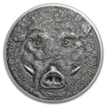 thumbnail image 1 of 2018 Mongolia 1 oz Antique Silver Wildlife Protection Wild Boar, 1 of 5