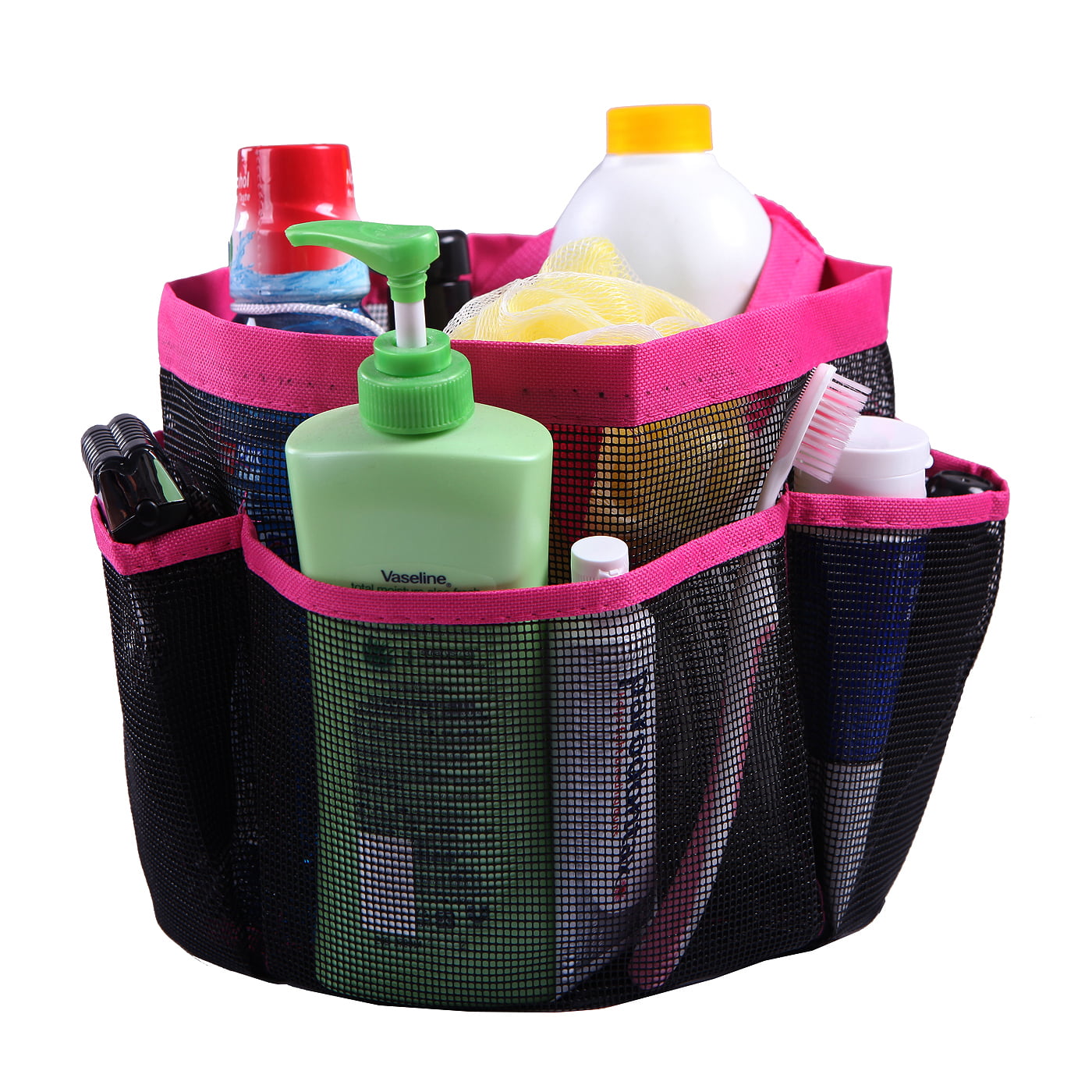 HDE Shower Caddy Mesh Bag College Dorm Bathroom Carry Tote Hanging Organizer 2 Pack Pink & Blue
