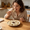 thumbnail image 2 of ZOURIH 2PCS Round Chip and Dip Serving Divided Serving Platter Appetizers and Cheeses Serving Tray White Compartment Dishes for Party,Christmas,Dessert,Fruit,Candy,9-inch(Beige), 2 of 4