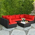 thumbnail image 3 of Gymax Ensemble de Conversation de Patio en Rotin 7 Pcs Ensemble de Meubles Sectionnels avec Coussin Rouge, 3 of 10