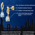 thumbnail image 2 of Gem Stone King 10K Yellow Gold Sky Blue Aquamarine and Lab Grown Diamond Stud Dangle Earrings for Women | 1.35 Cttw | Gemstone March Birthstone | Pear Shape 7X5MM, 2 of 6