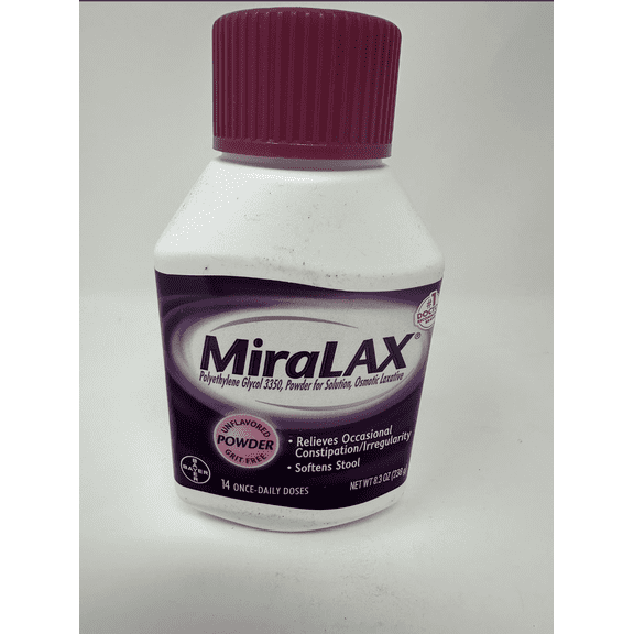MiraLAX Polyethylene Glycol 3350 Relieves Occasional Constipation /Irregularity Laxative Powder 8.3 Oz