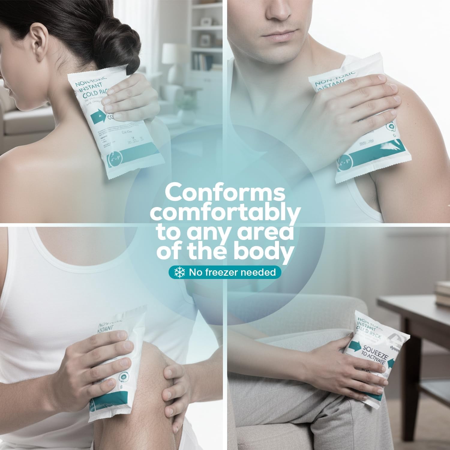 Dynarex Instant Cold Pack, Non-Toxic Disposable Ice Pack for Cold Compress, 4” x 5”, 24 Count