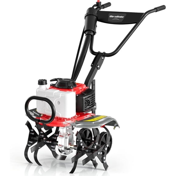 EAYSG 4 Stroke Gas Tiller Cultivator, 1.5KW 7500RPM Heavy Duty Rototiller, 6-Position Adjustable Height, 20" Working Width, 10" Tilling Depth, Gasoline Powered for Lawn Yard Soil Cultivation