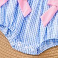 thumbnail image 5 of Baby Onesies Girl Baby Girl Outfit Infant Fish Embroidery Gingham Print Bowknot Fly Sleeve Romper Bodysuit, 5 of 7