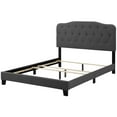 thumbnail image 2 of Modern Contemporary Urban Design Bedroom Queen Size Platform Bed Frame, Fabric, Grey Gray, Box Spring Required, 2 of 5