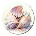 thumbnail image 2 of Designart "Watercolor White Seashells composition II" Animals Oversized Wall Clock, 2 of 5