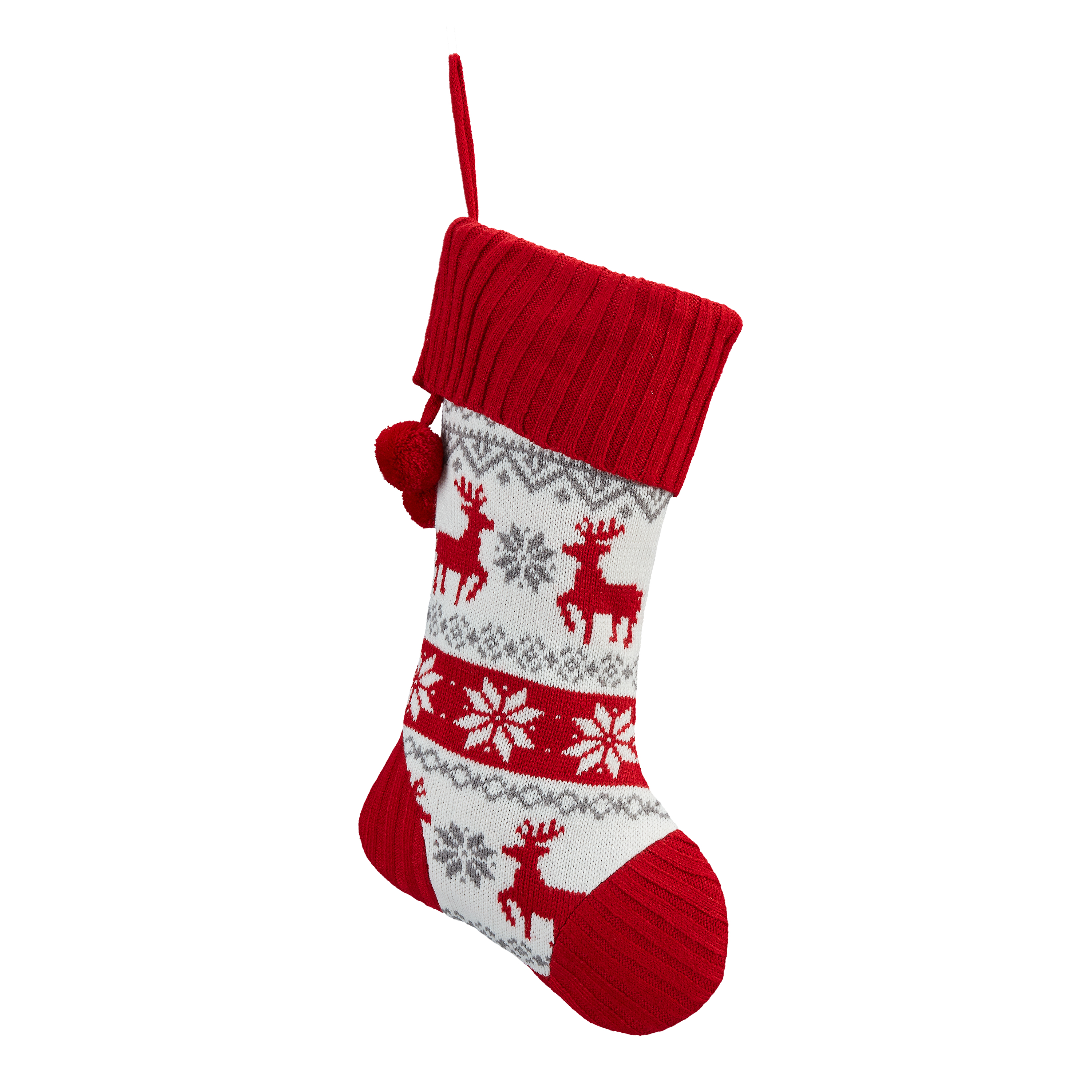 Holiday Time Knit Reindeer Christmas Stocking, 20 ...