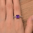 thumbnail image 4 of natural amethyst ring square cut purple gemstone ring white gold engagement ring for women, 4 of 4