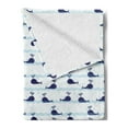 thumbnail image 2 of Whale Soft Flannel Fleece Throw Blanket, Horizontal Ocean Waves with Blue Fishes Animals of Sea, Cozy Plush for Indoor and Outdoor Use, 60" x 80", Pale Blue Navy Blue, by Ambesonne, 2 of 5