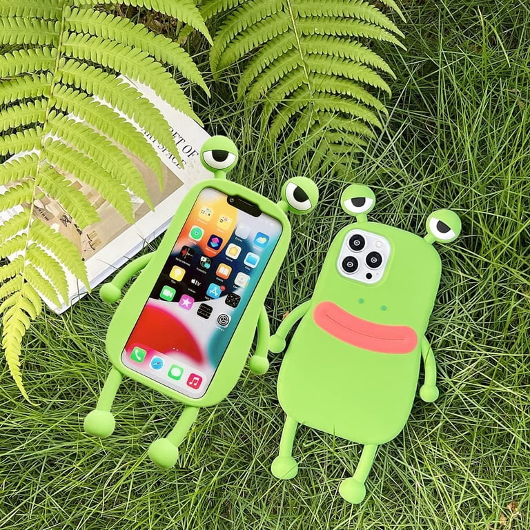 for iPhone 14 Pro Max Kawaii Phone Case 3D Cartoon Cute Pink Frog Phone  Case Soft Silicone Unique Fun Cover Case for Women Girls Slim Fit Anti-Drop  ...