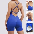 thumbnail image 2 of Seamless sexy peach buttocks one-piece gym set women fitness clothes threaded sports beauty back cross strap yoga suit female, 2 of 6