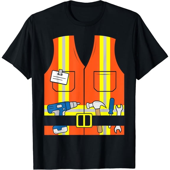 Playful Comfort Tee - Construction Worker Costume Orange Safety Vest T-Shirt