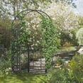 thumbnail image 2 of DUOSONG Outsunny 81" Metal Garden Arbor With Double Doors, Locking Gate, Climbing Vine Frame With Heart Motifs, Arch For Wedding, Bridal Party Decoration, Grey Black Steel Garden & Outdoor Garden, 2 of 9