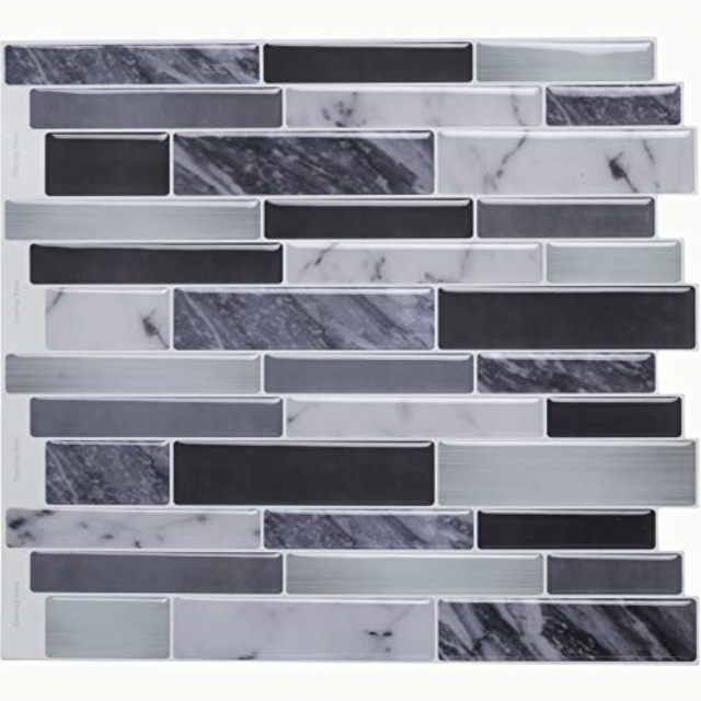 Vamos Tile 10-Sheet Thicker Peel and Stick Backsplash Tile for Kitchen 12X12 Arabesque Self Adhesive Sticker 3D Wall Panels Bathroom