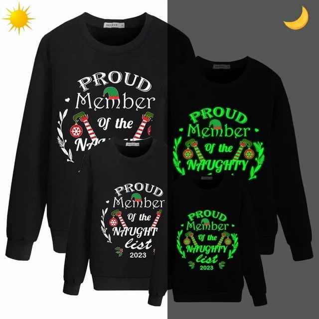Sudadera navideña a juego para la familia, diseño exclusivo, luminoso, lista de Naught
