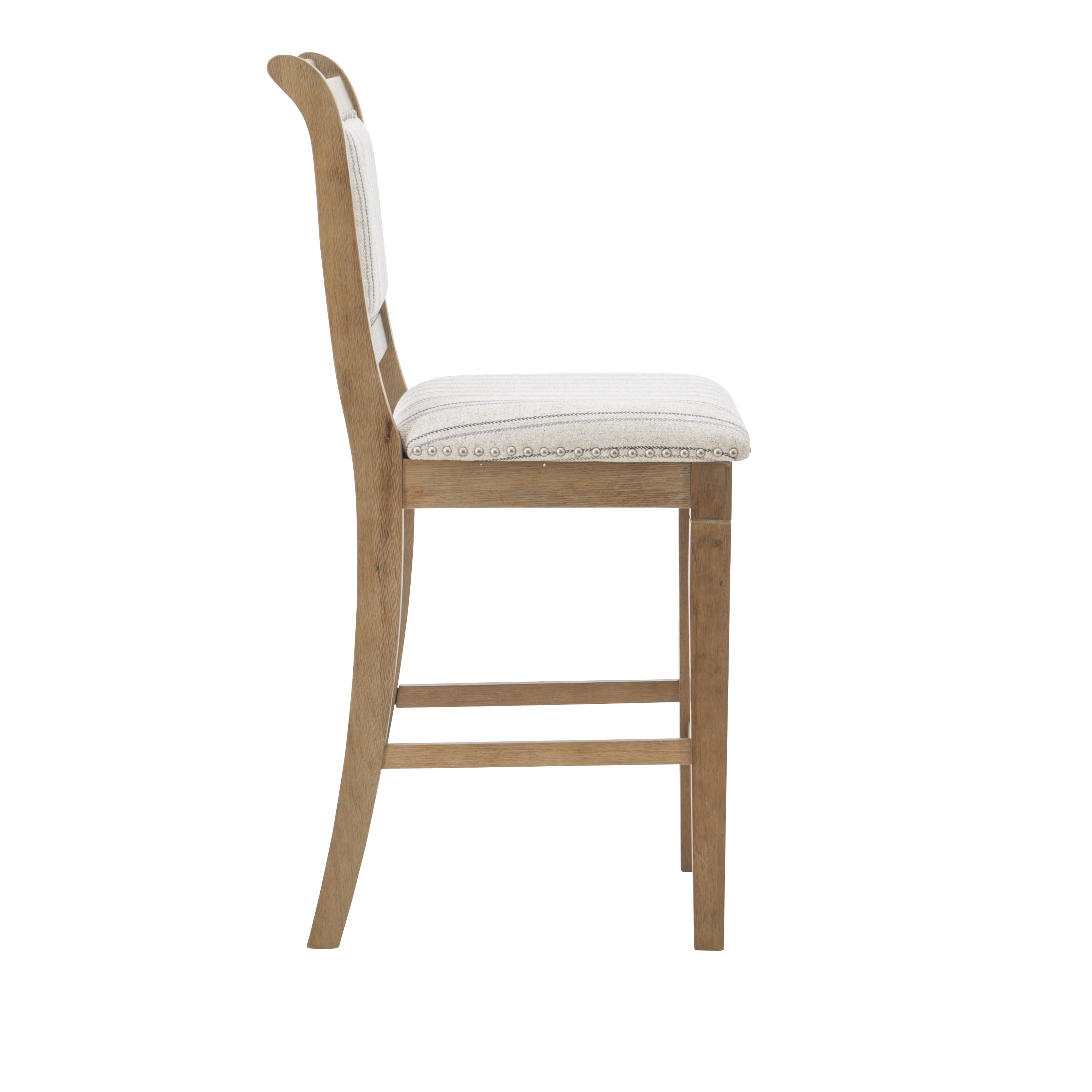 Linon Findley 26" Mid Back Indoor Wood Counter Stool, Gray wash/Natural Stripe