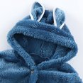 thumbnail image 2 of 2 Piece Girls' Winter Pajama Set Warm Flannel Sleepwear Set Button Down Hooded Jacket Long Pants Home Loungewear Outfits, Blue, 5 Years, 2 of 5