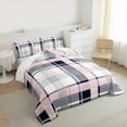 thumbnail image 3 of jejeloiu Modern Geometric Plaid Full Size Comforter Sets,Retro Stripe Line Bedding Comforter Set,Pink Black White Bedding Sets For Girls Boys,Super Cozy Room Decor Reversible,3 Pieces, 3 of 8