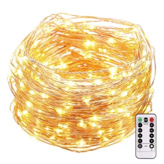 10 Pack 33ft 100 LED Fairy Lights With Remote - Battery Operated, Waterproof, 8 Modes & Timer (Warm White)